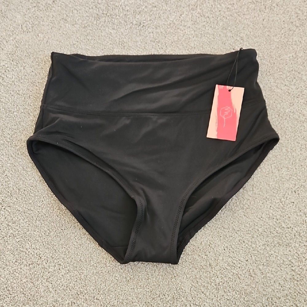 NWT Maven Thread High-Waisted Black Swim Bottoms XS
